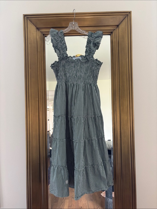 Hill House Home Dresses & Skirts - Women’s Gingham Smocked Midi Dress - Black/White